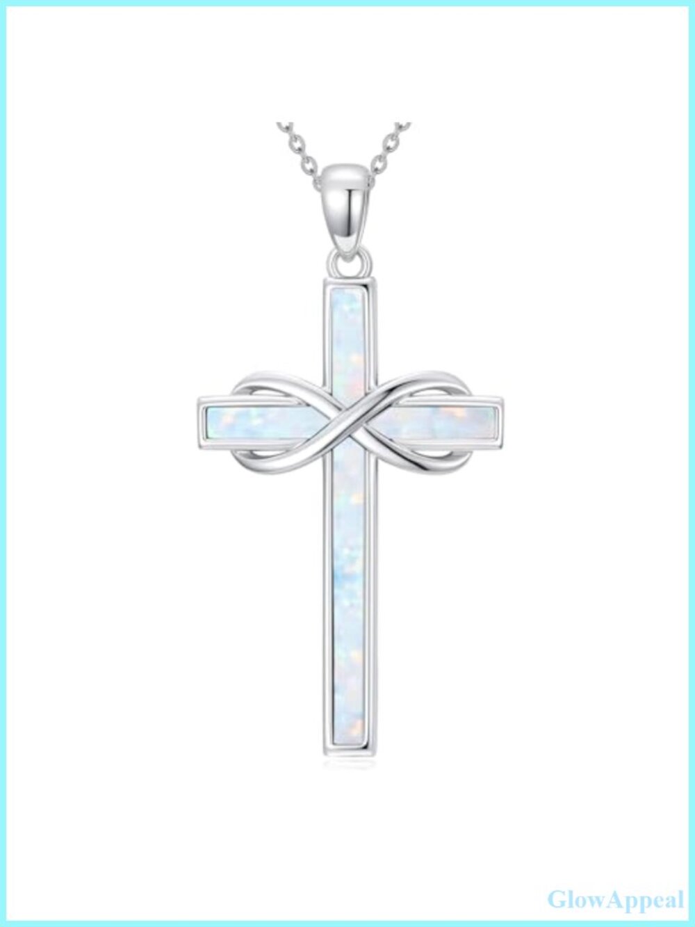 Opal Cross Pendant Necklace 18+2 Inch Lobster Clasp Polished Finish